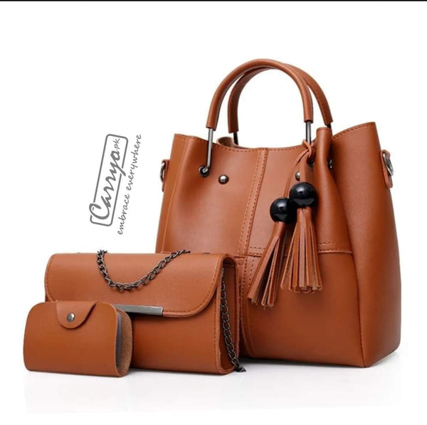 Fashion Single Shoulder Hand Messenger Bag Women's Three Piece Set Of Tassel Bags