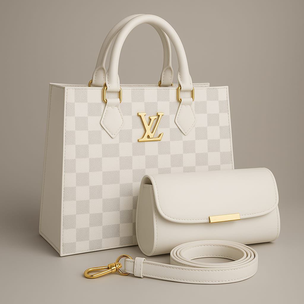 luxury checkered handbag and wallet set