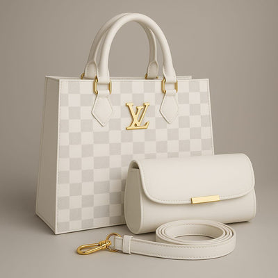 luxury checkered handbag and wallet set