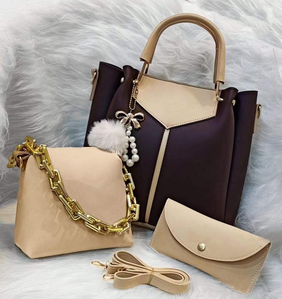 Women's PU Leather Plain Handle Shoulder Bag