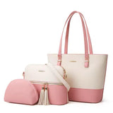 TRAVEASY Female Bag 2025 Fashion 3 Pcs Bags Set Zipper Handbag Women Color Contrast Hand Bags Casual Lady Clutch and Tote Bag