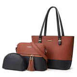 TRAVEASY Female Bag 2025 Fashion 3 Pcs Bags Set Zipper Handbag Women Color Contrast Hand Bags Casual Lady Clutch and Tote Bag