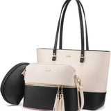 TRAVEASY Female Bag 2025 Fashion 3 Pcs Bags Set Zipper Handbag Women Color Contrast Hand Bags Casual Lady Clutch and Tote Bag