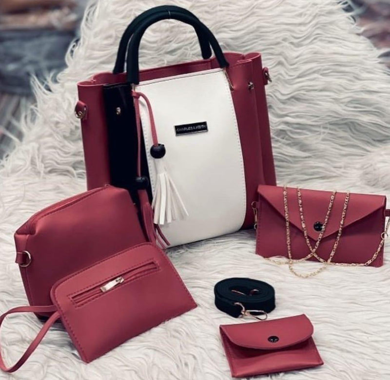 5 Pcs Jimmy Choo Bag Set 🎀 🔸 Good Quality 🔸 Small Pouches 🔸 Light Weight 🔸 Material : Soft Leather