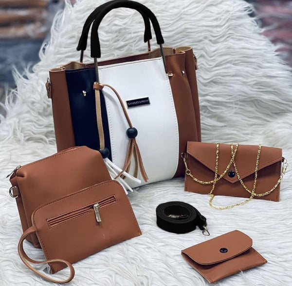5 Pcs Jimmy Choo Bag Set 🎀 🔸 Good Quality 🔸 Small Pouches 🔸 Light Weight 🔸 Material : Soft Leather