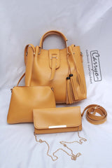 Fashion Single Shoulder Hand Messenger Bag Women's Three Piece Set Of Tassel Bags
