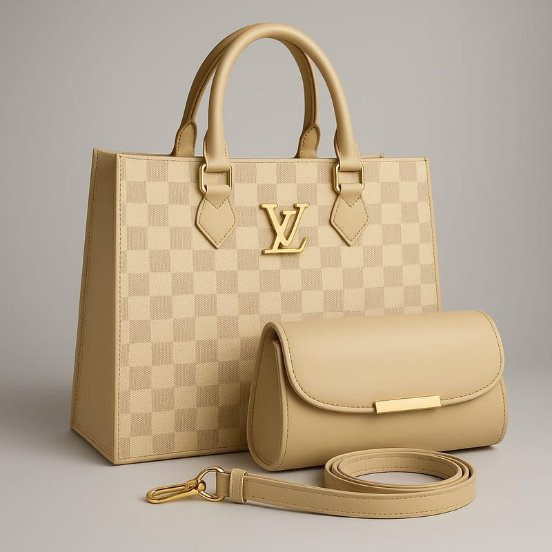 luxury checkered handbag and wallet set