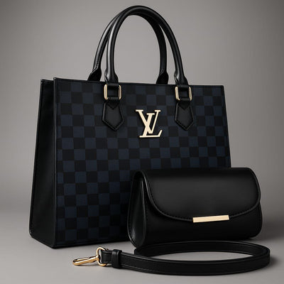 luxury checkered handbag and wallet set
