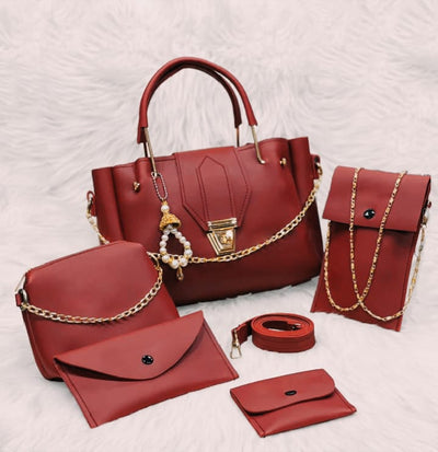 Girls' 5-Piece Handbag Set with Long Strap