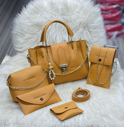 Girls' 5-Piece Handbag Set with Long Strap