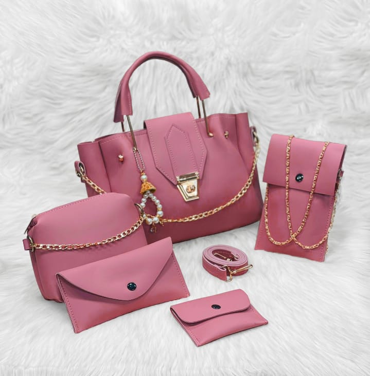 Girls' 5-Piece Handbag Set with Long Strap