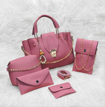 Girls' 5-Piece Handbag Set with Long Strap