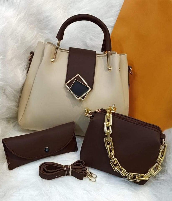 Hand bags for girls pack of 3 and 4 piece set with long strap and Stylish Chains and Keychain