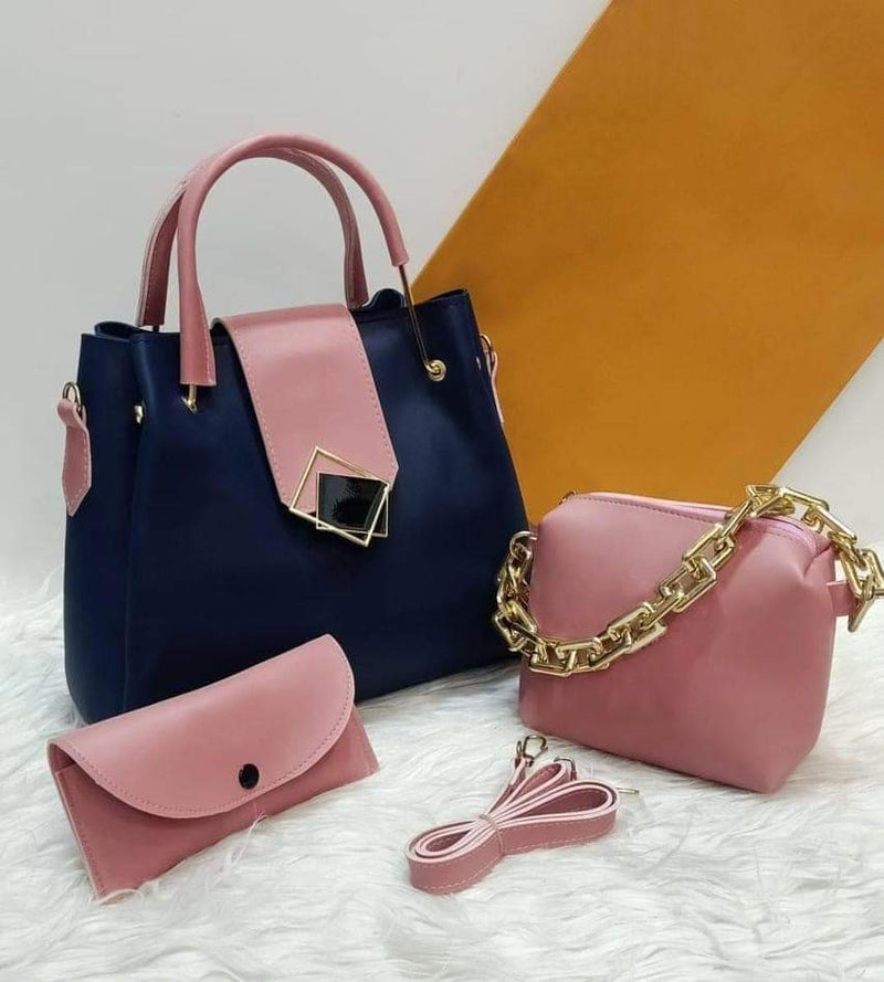 Hand bags for girls pack of 3 and 4 piece set with long strap and Stylish Chains and Keychain