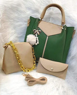 Women's PU Leather Plain Handle Shoulder Bag