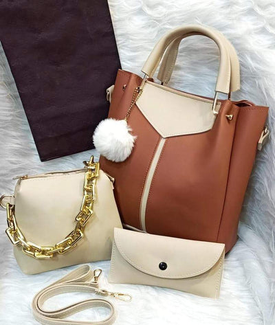 Women's PU Leather Plain Handle Shoulder Bag